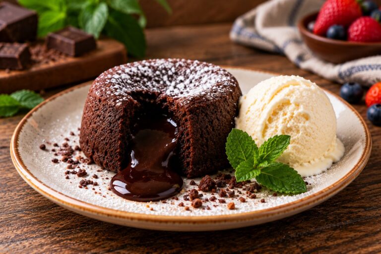 Coulant de chocolate con helado de vainilla