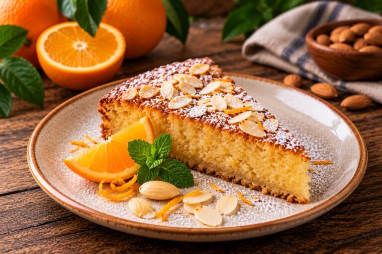 Tarta de almendra y naranja