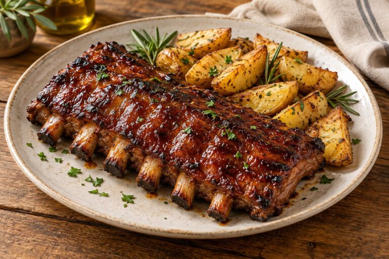 Costillas de cerdo glaseadas a la barbaco