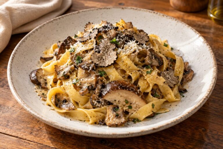 Tagliatelle con setas y trufa